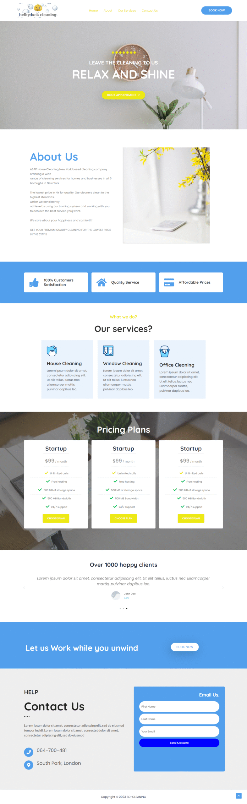 one page website